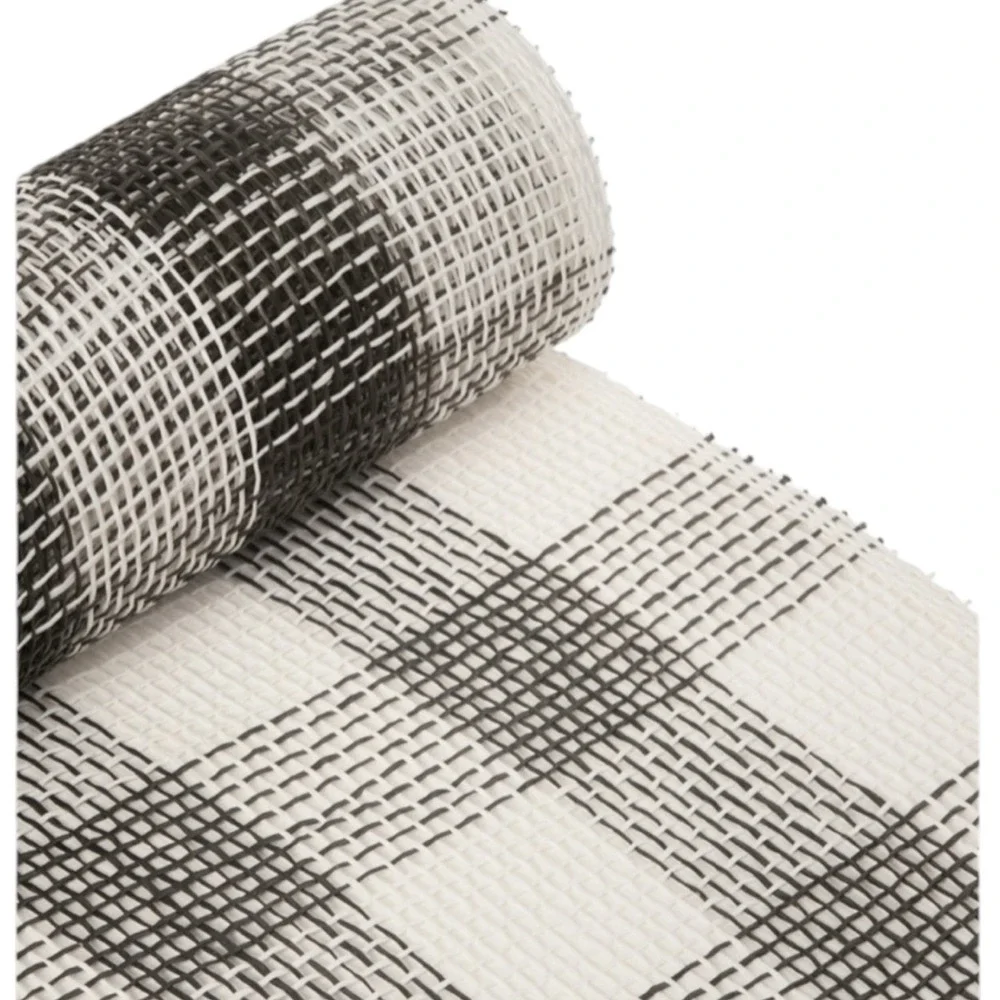 Christmas Polypro BUFFALO CHECK DECO Mesh Ribbon Black And White‎ 18x9''-NEW